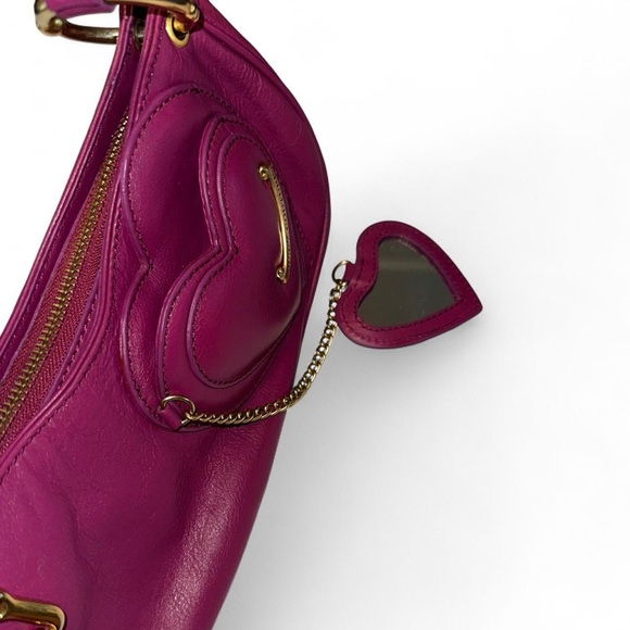 Juicy Couture Vintage Heart Chain Shoulder Bag/Baguette Pink/Purple Y2K Rare - Picture 4 of 11
